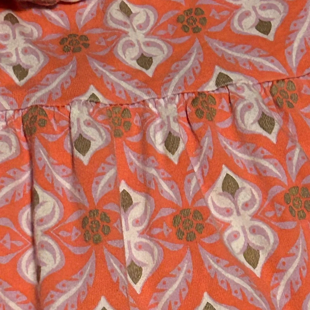 Tea Collection Orange Feather Print Tiered Dress Girls Size‎ 4